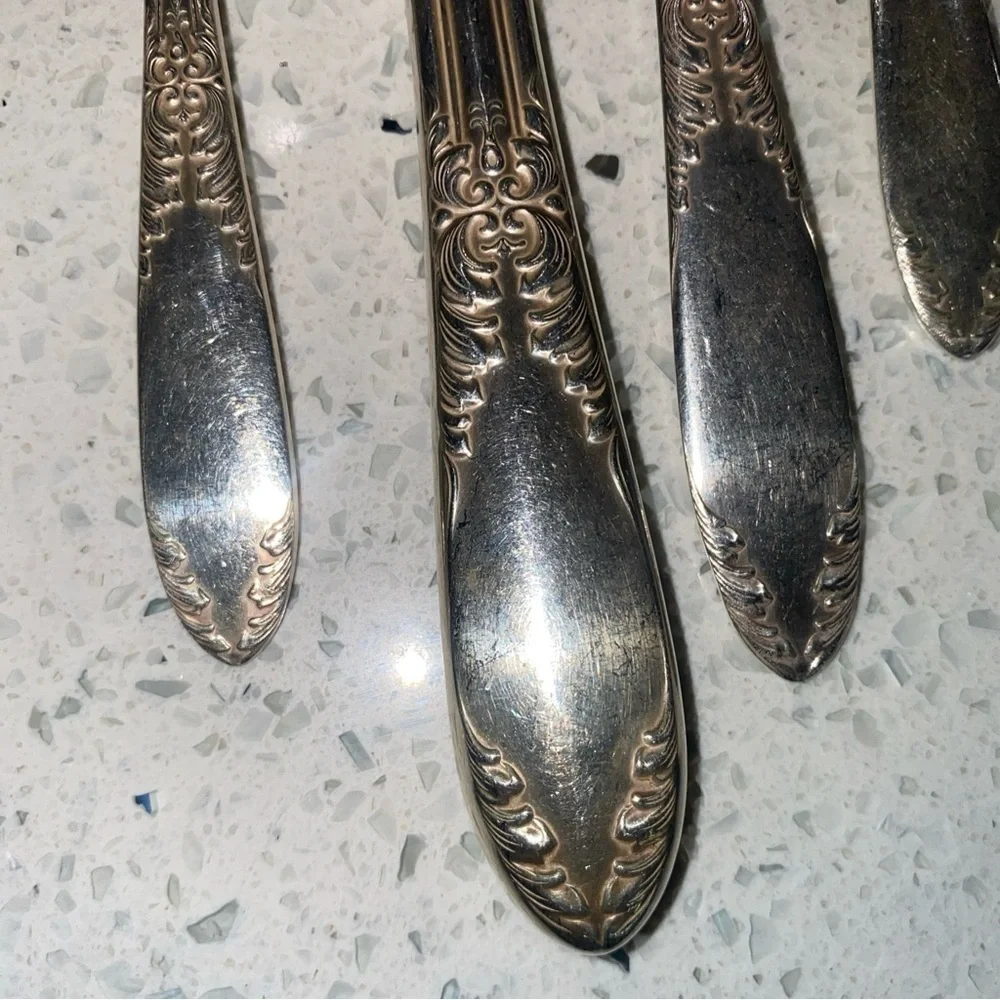 6pc Place Setting King Edward SILVERPLATE By National Silver Co.‎ MODERN HOLLOW
